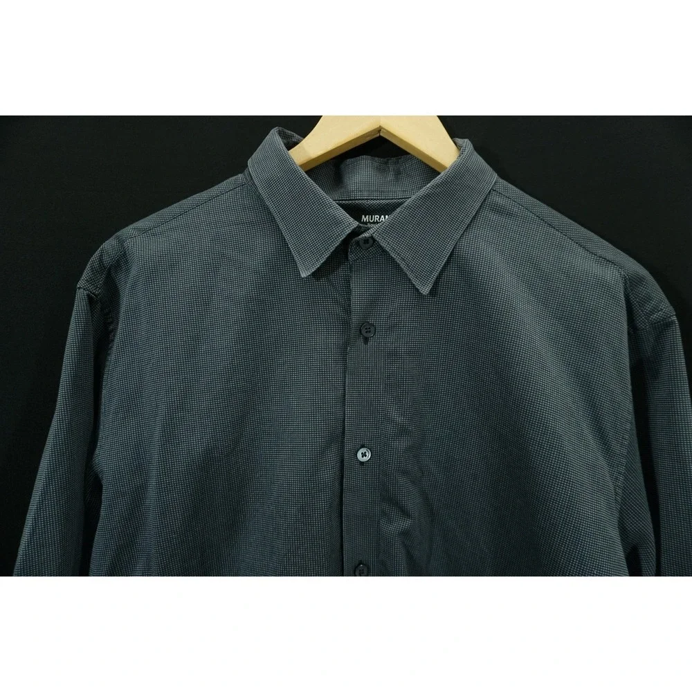 MURANO Men's XL Liquid Cotton Button Up Gray Long Sleeve Formal Dress Shirt SOFT